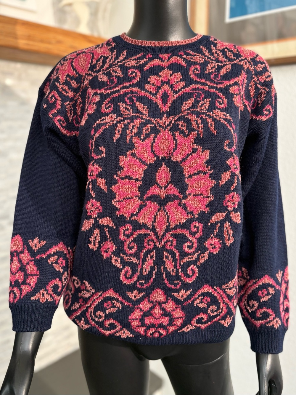 Vintage St Michael damask print knit sweater. Great condition